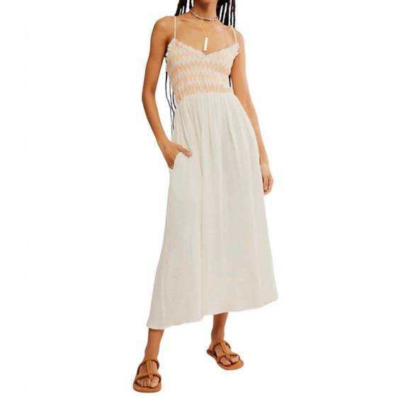 NEW FREE PEOPLE sweet nothings midi dress in marshmellow - Picture 1 of 2
